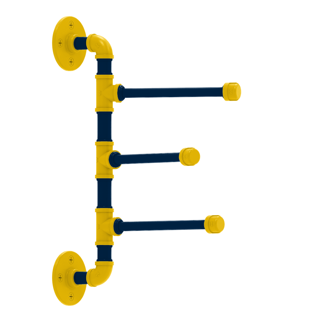 Collegiate Collection 3 Swing Arm Vertical Towel Bar Great Lakes Maize and Blue Edition