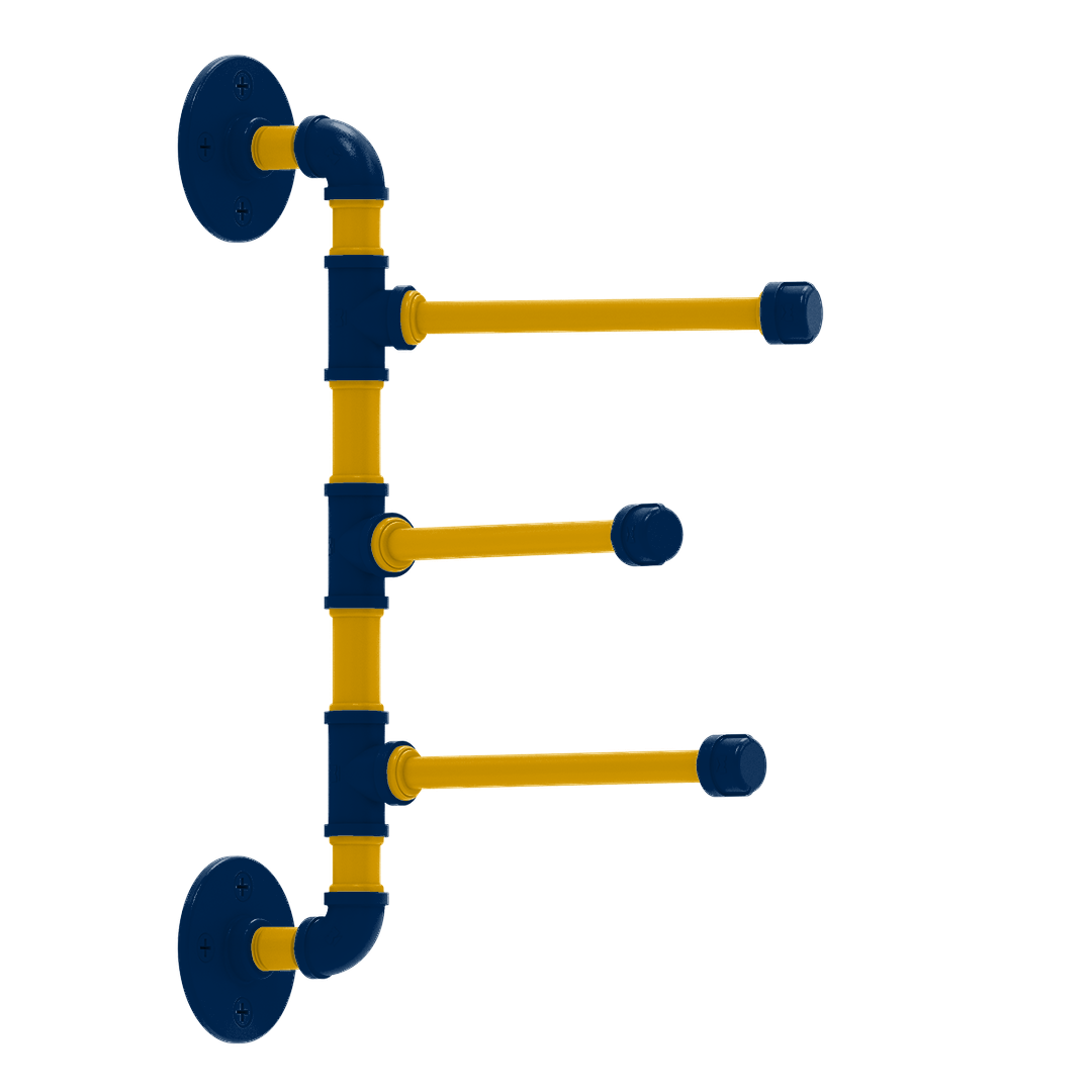 Collegiate Collection 3 Swing Arm Vertical Towel Bar Mountaineer State Blue and Gold Edition