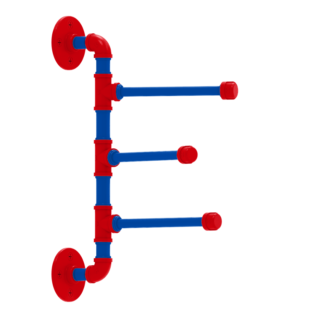 Collegiate Collection 3 Swing Arm Vertical Towel Bar Lawrence Blue and Crimson Edition