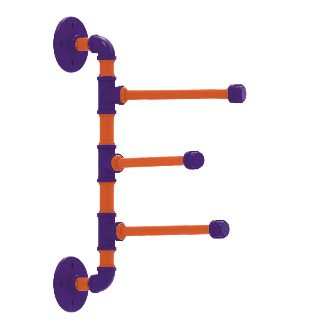 Collegiate Collection 3 Swing Arm Vertical Towel Bar Foothills Orange and Purple Edition