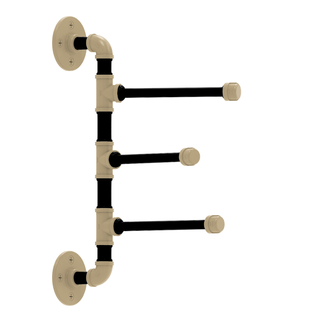 Collegiate Collection 3 Swing Arm Vertical Towel Bar West Lafayette Black and Gold Edition