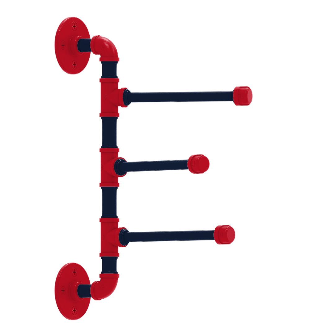 Collegiate Collection 3 Swing Arm Vertical Towel Bar Oxford Red and Navy Edition