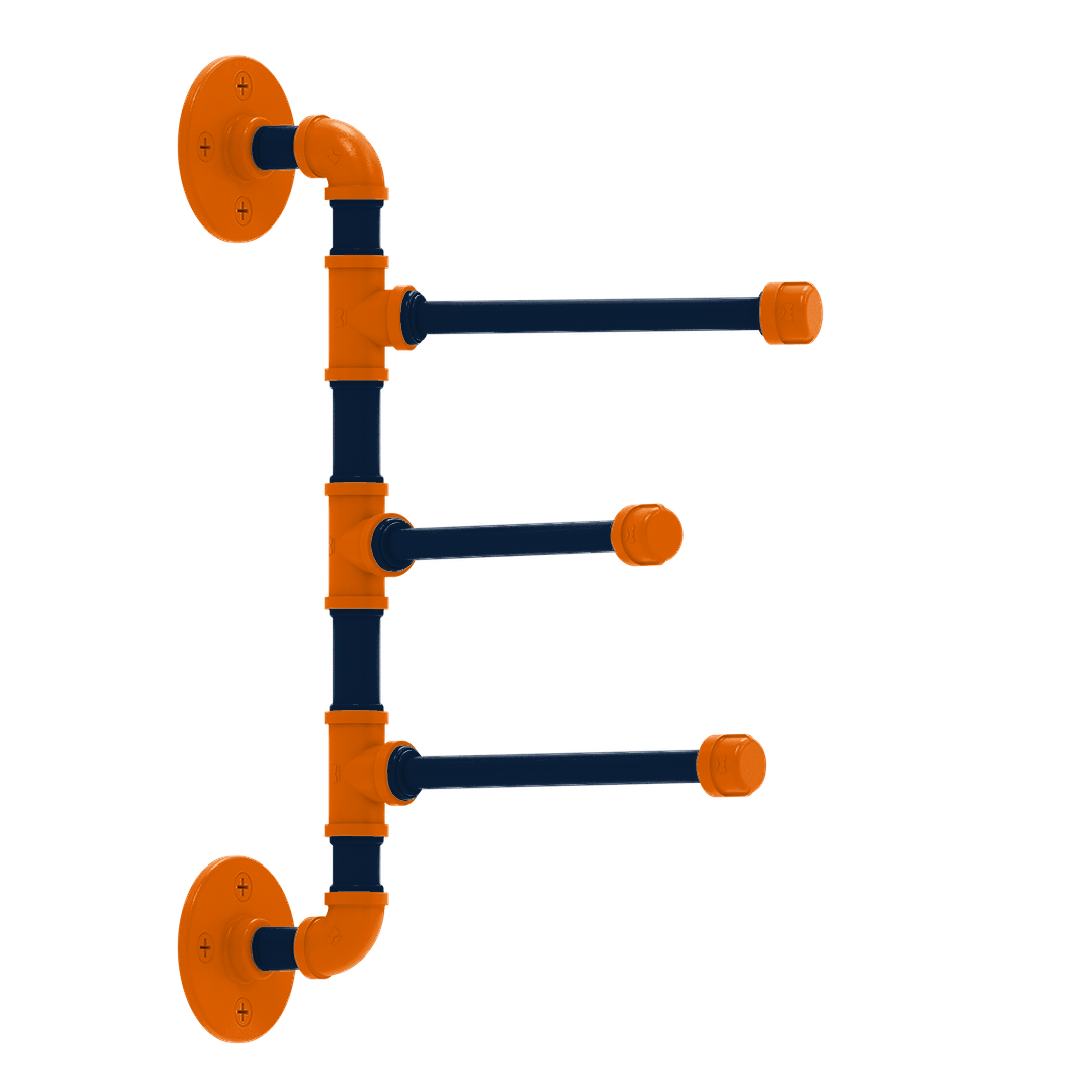 Collegiate Collection 3 Swing Arm Vertical Towel Bar Upstate New York Orange and Navy Edition