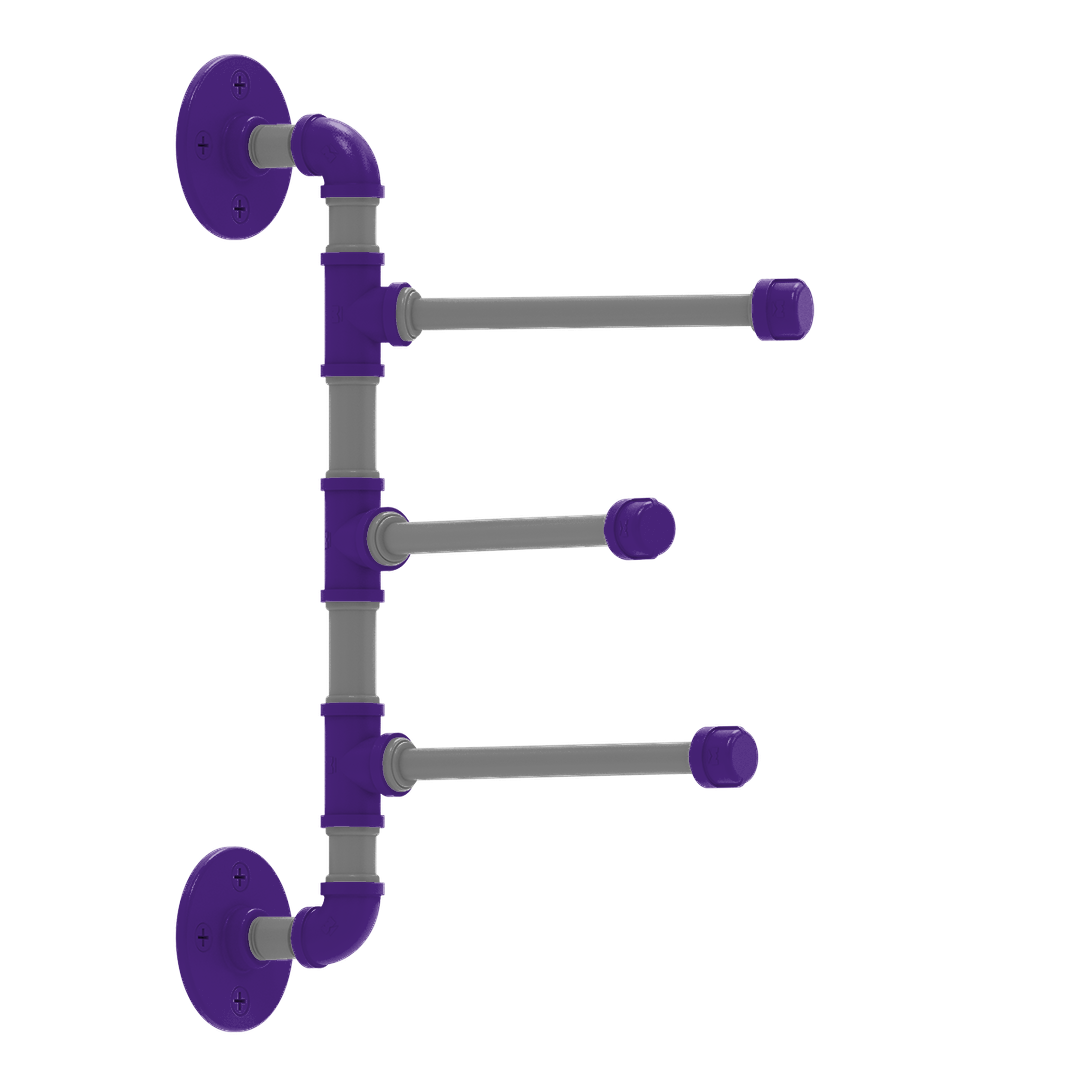 Collegiate Collection 3 Swing Arm Vertical Towel Bar Flint Hills Purple and Silver Edition