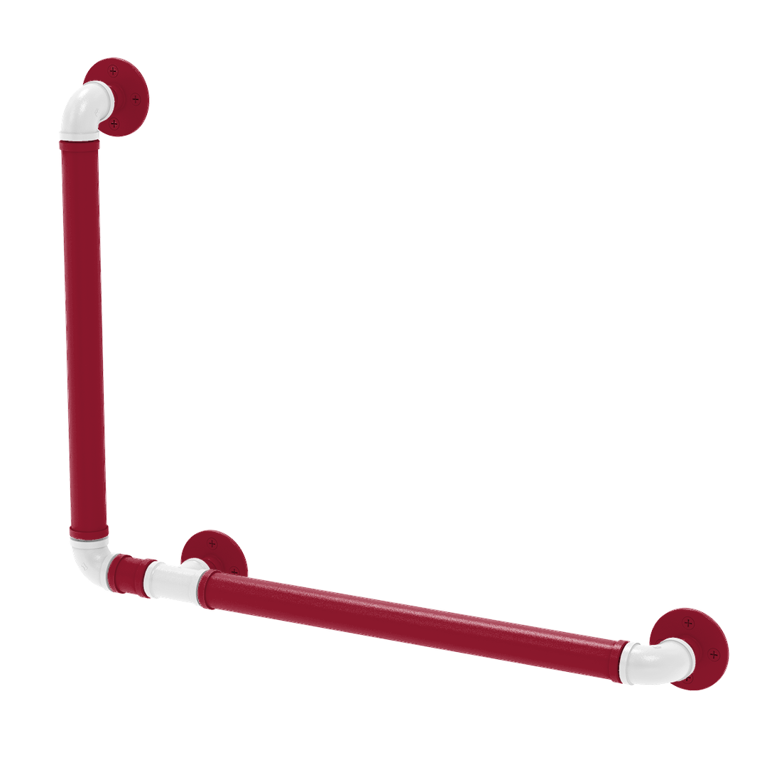Collegiate Collection 90 Degree Grab Bar Left Hand Tidewater Red and White Edition