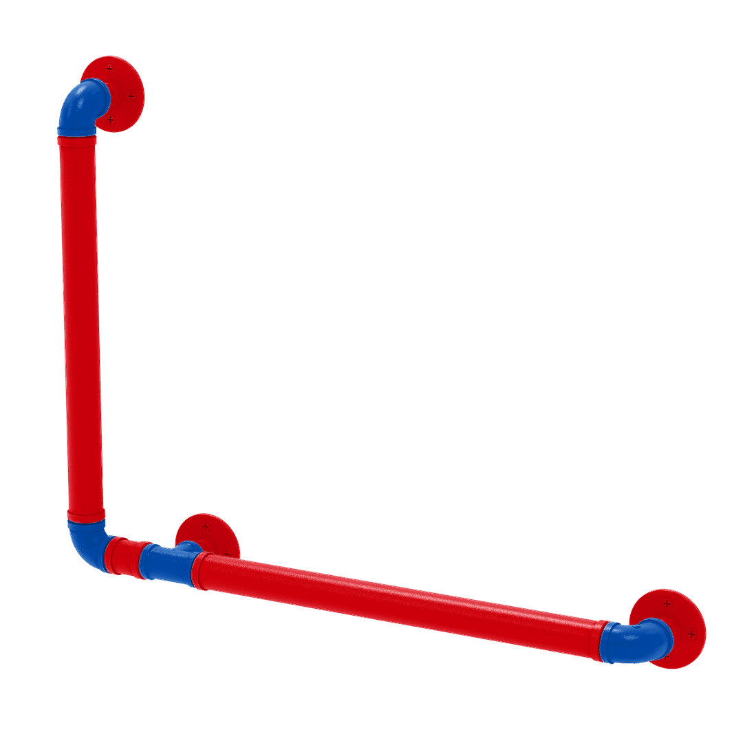 Collegiate Collection 90 Degree Grab Bar Left Hand Lawrence Blue and Crimson Edition