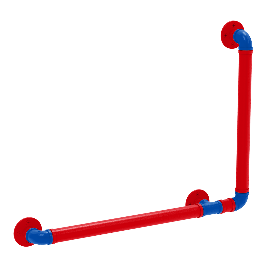 Collegiate Collection 90 Degree Grab Bar Right Hand Lawrence Blue and Crimson Edition