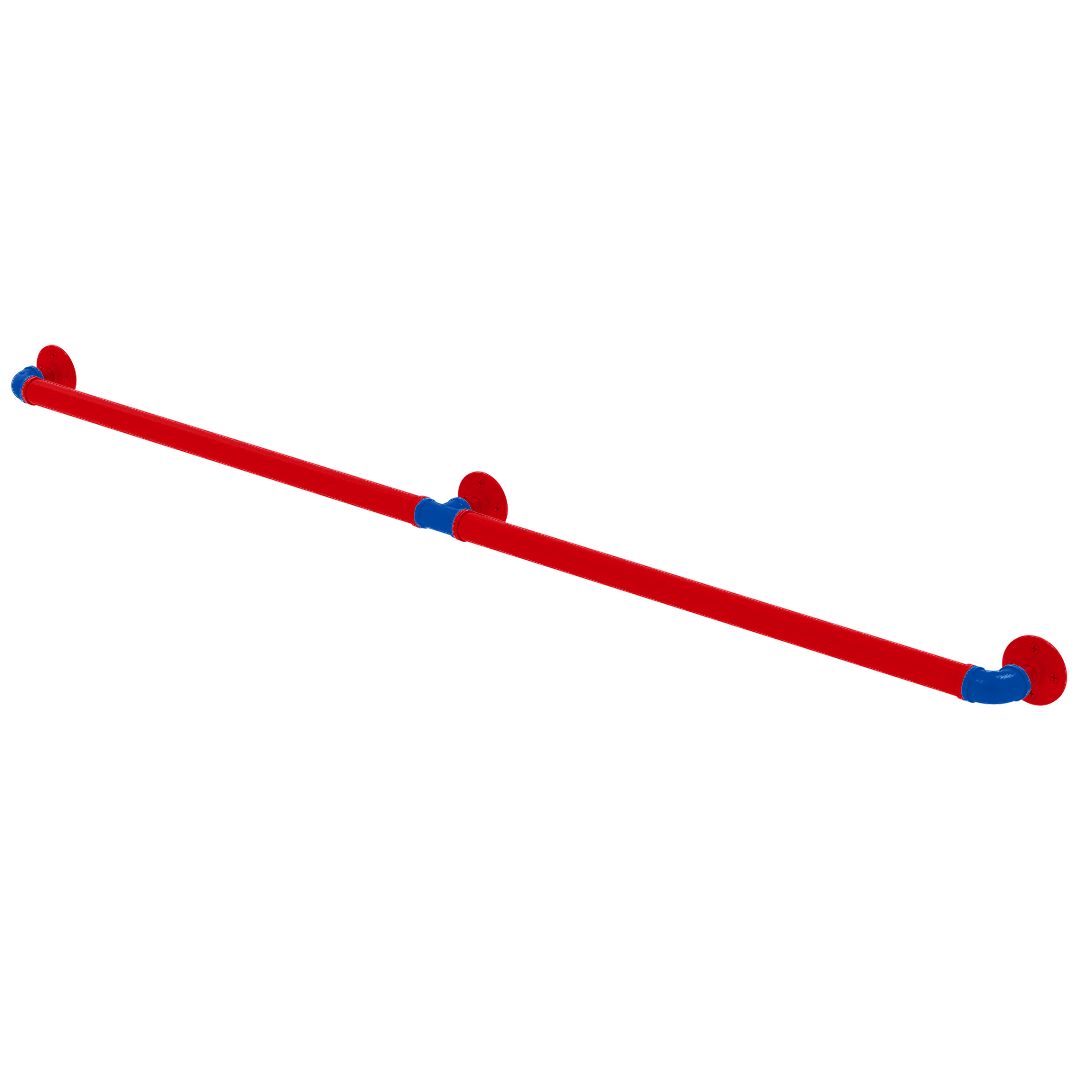 Collegiate Collection Extended 3 Post Grab Bar Lawrence Blue and Crimson Edition