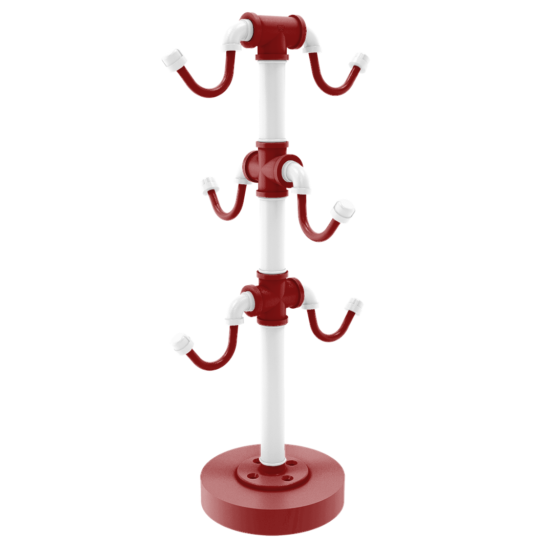 Collegiate Collection Countertop 6 Coffee Mug Holder Silicon Valley Red and White Edition