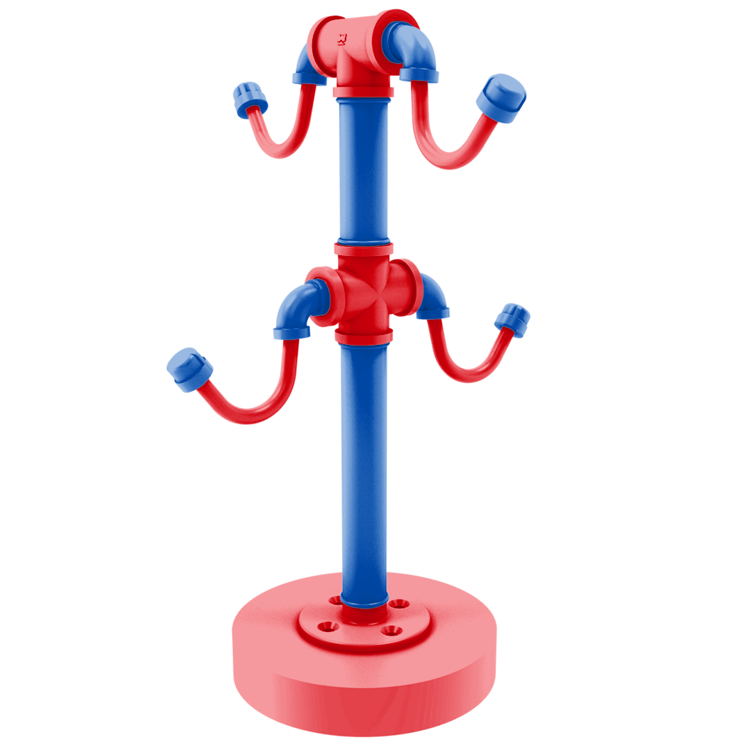 Collegiate Collection Countertop 4 Coffee Mug Holder Lawrence Blue and Crimson Edition