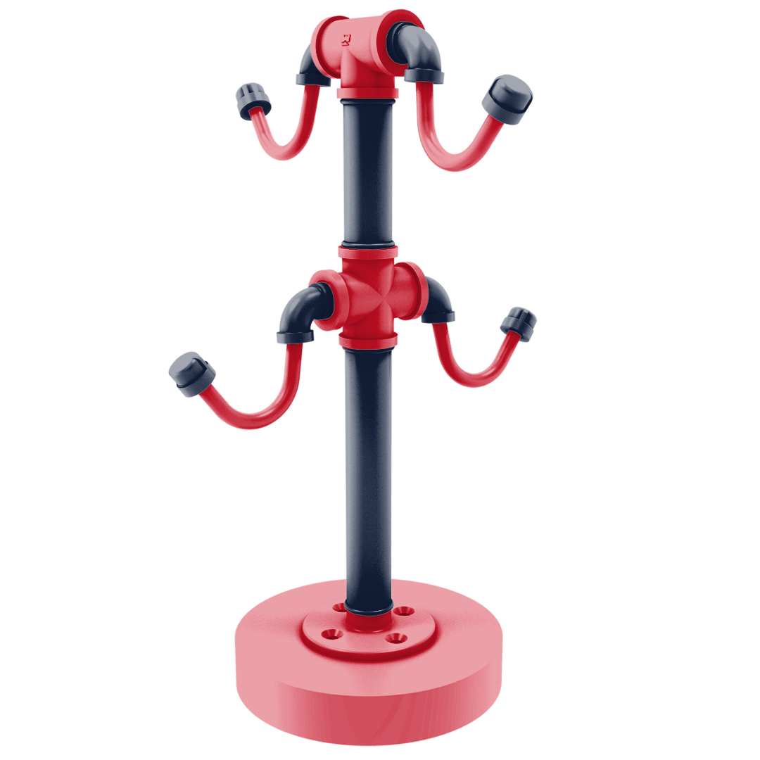 Collegiate Collection Countertop 4 Coffee Mug Holder Oxford Red and Navy Edition