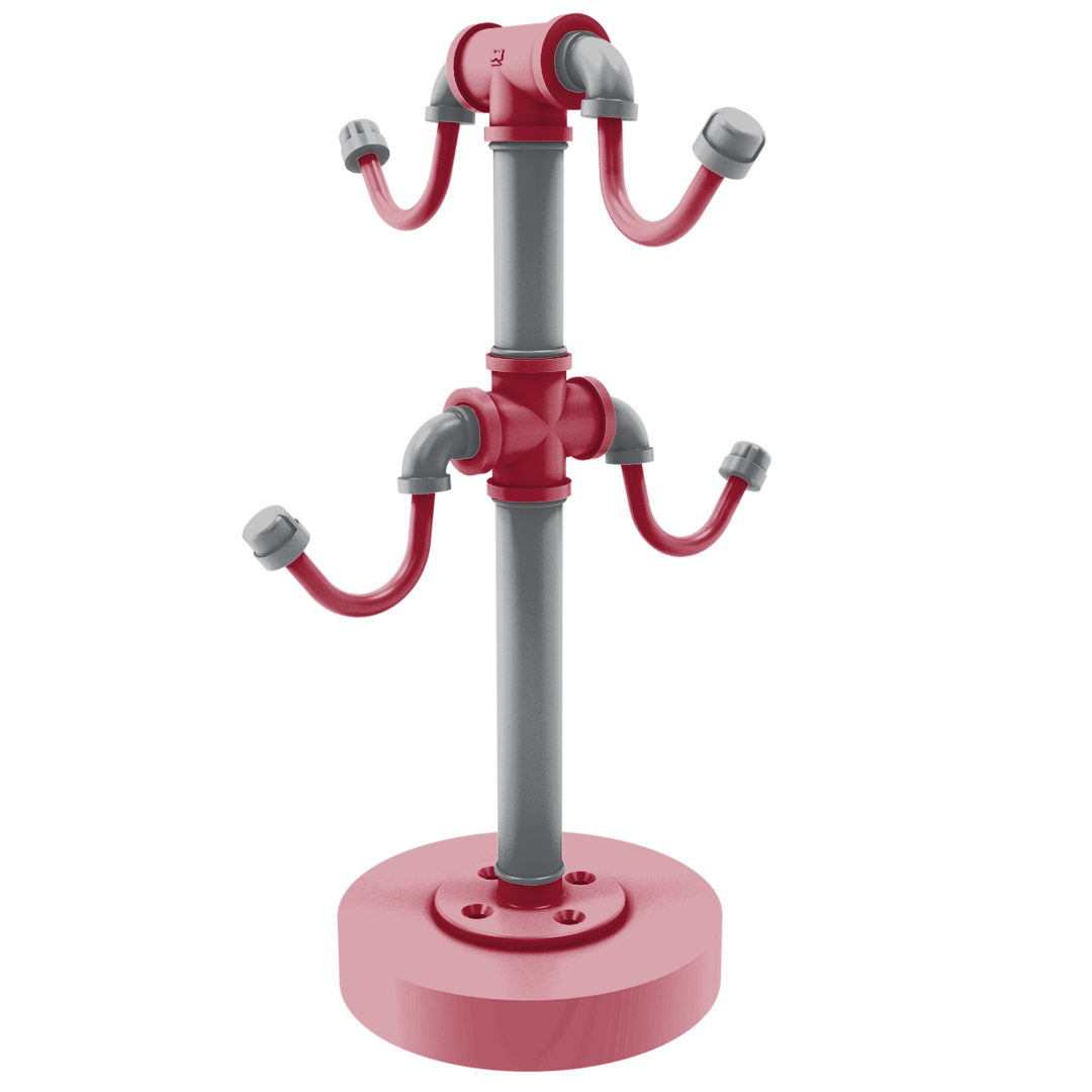 Collegiate Collection Countertop 4 Coffee Mug Holder Pullman Crimson and Gray Edition