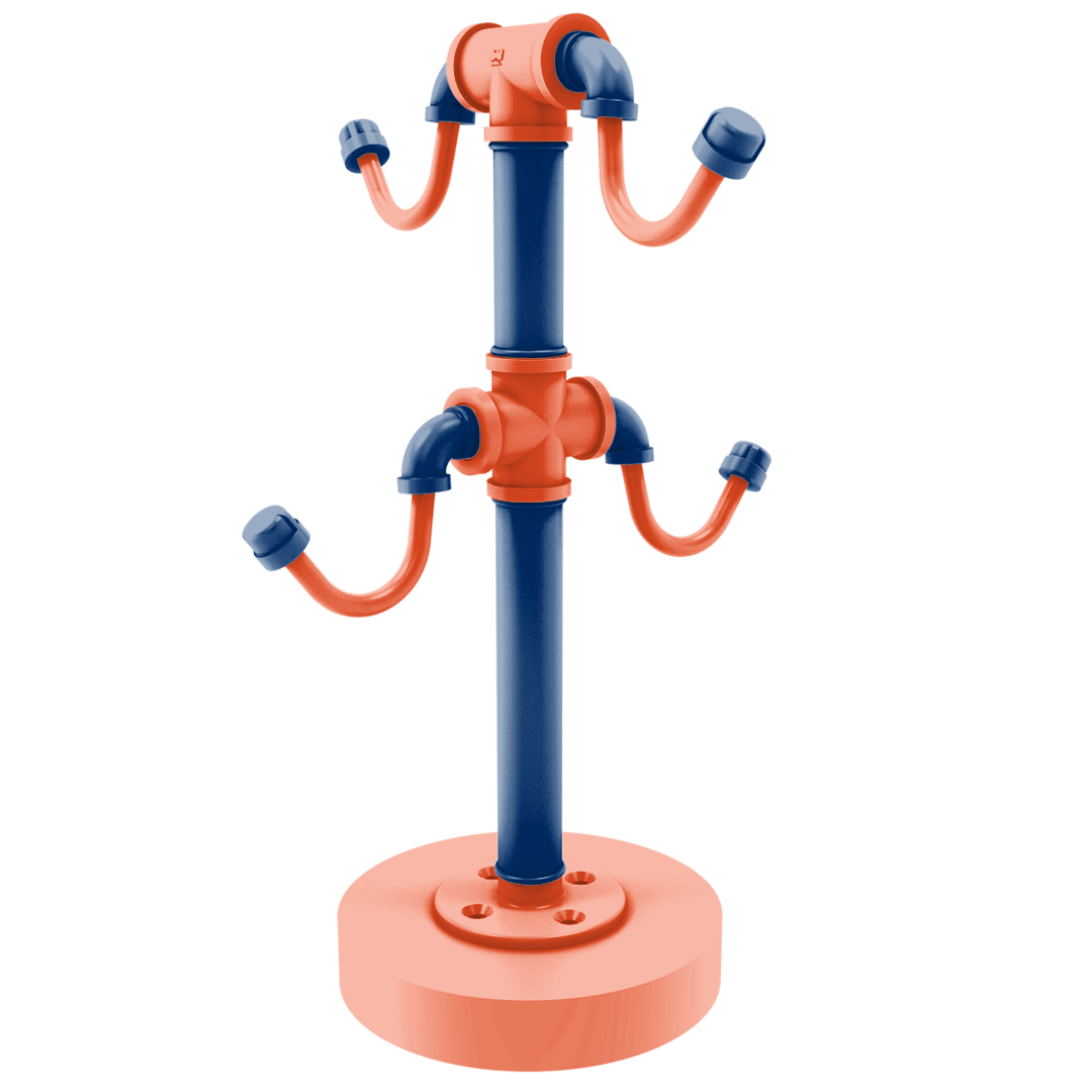 Collegiate Collection Countertop 4 Coffee Mug Holder Charlottesville Orange and Blue Edition