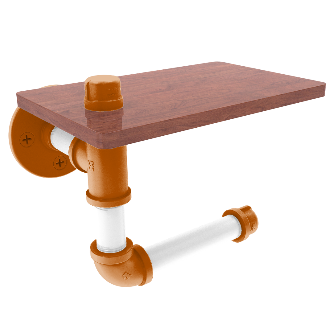 Collegiate Collection Toilet Paper Holder with Wood Shelf Austin Game Day Edition