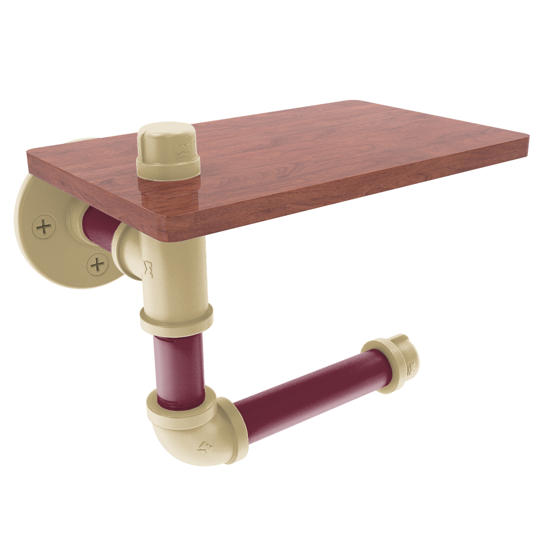 Collegiate Collection Toilet Paper Holder with Wood Shelf Tallahassee Garnet and Gold Edition