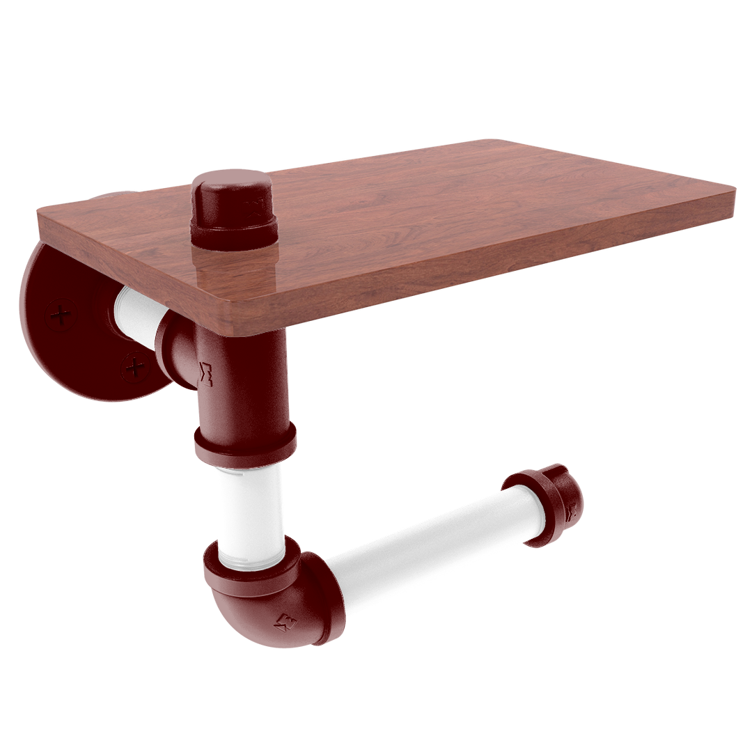 Collegiate Collection Toilet Paper Holder with Wood Shelf College Station Maroon and White Edition