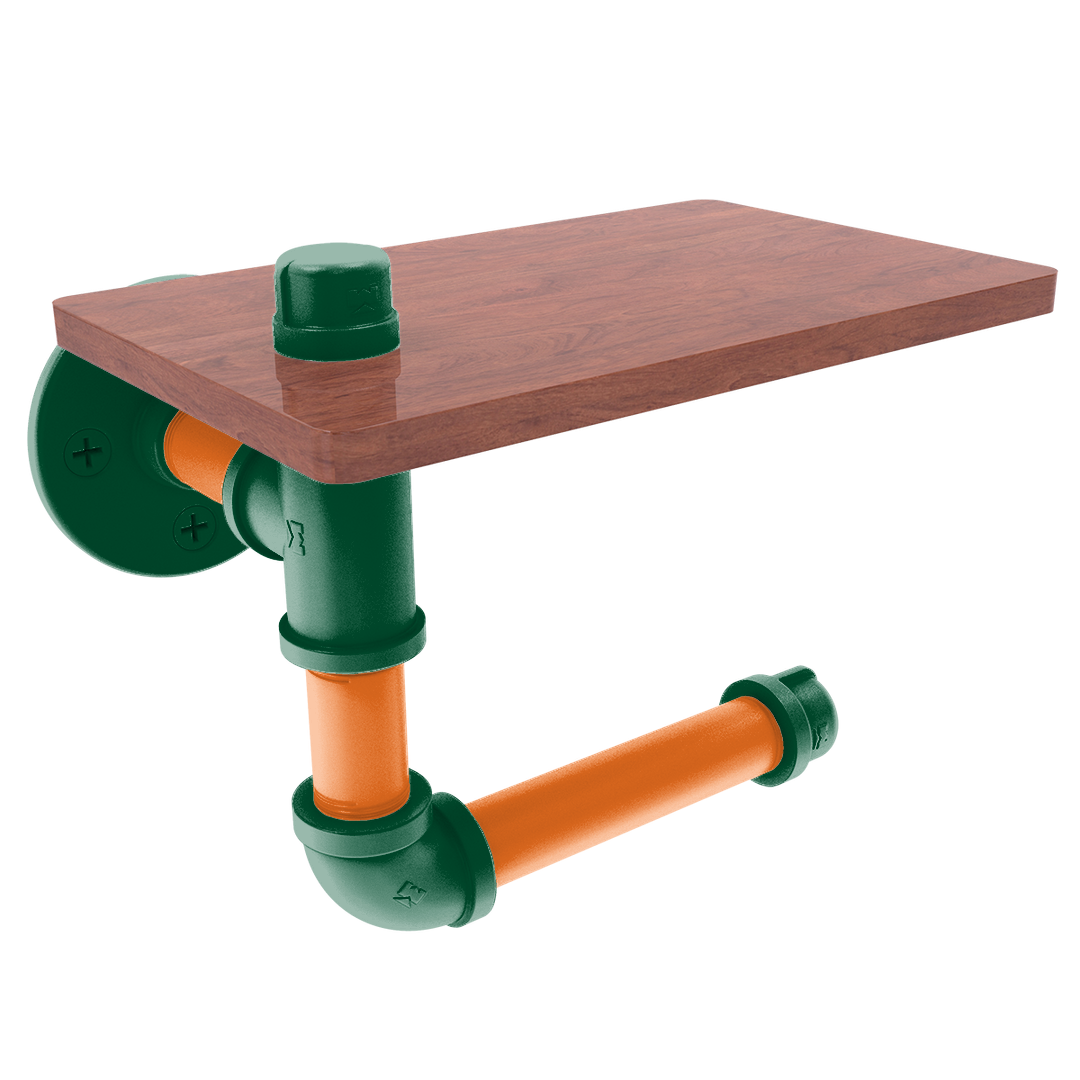 Collegiate Collection Toilet Paper Holder with Wood Shelf South Beach Game Day Edition