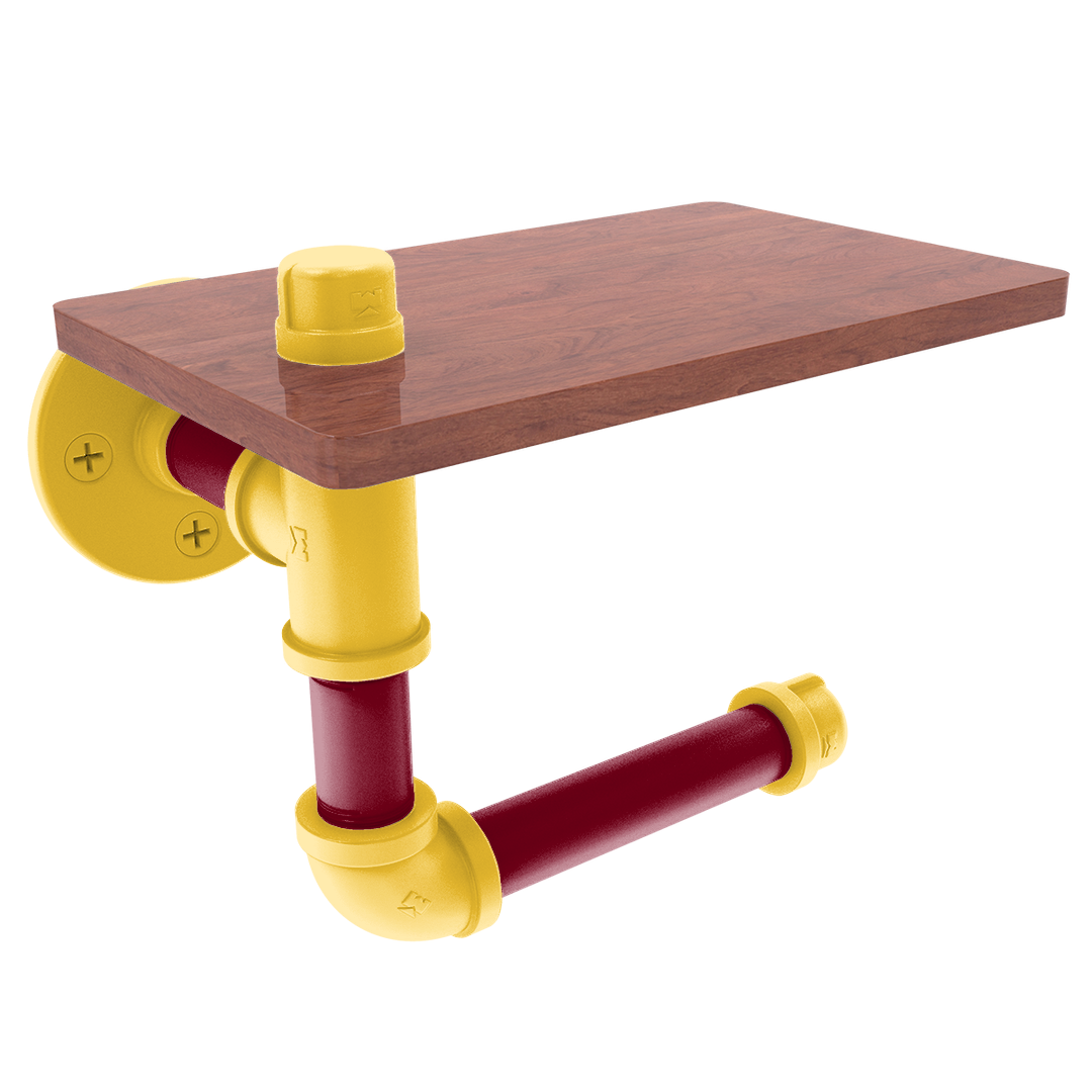 Collegiate Collection Toilet Paper Holder with Wood Shelf Twin Cities Maroon and Gold Edition