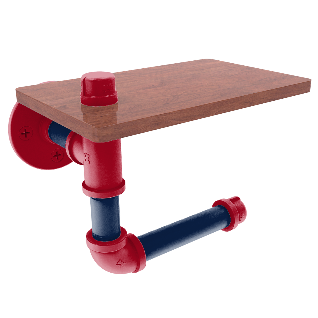 Collegiate Collection Toilet Paper Holder with Wood Shelf Tucson Red and Blue Edition