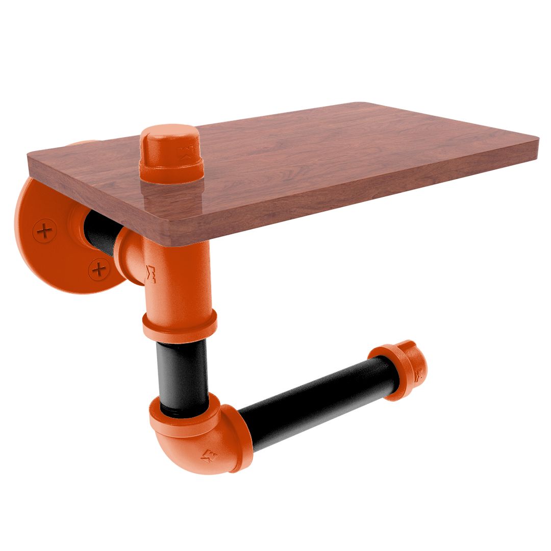 Collegiate Collection Toilet Paper Holder with Wood Shelf Corvallis Orange and Black Edition