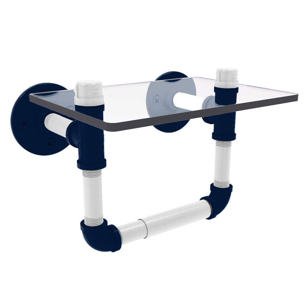 Collegiate Collection Toilet Tissue Holder with Glass Shelf Keystone State Blue and White Edition