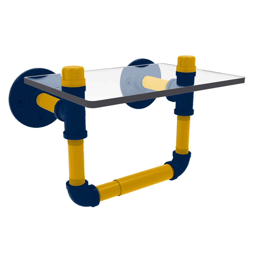 Collegiate Collection Toilet Tissue Holder with Glass Shelf Mountaineer State Blue and Gold Edition