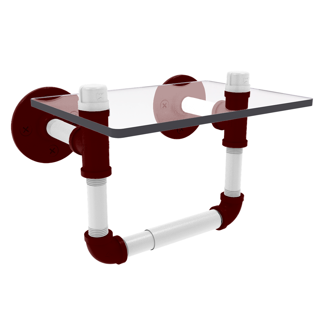 Collegiate Collection Toilet Tissue Holder with Glass Shelf College Station Maroon and White Edition