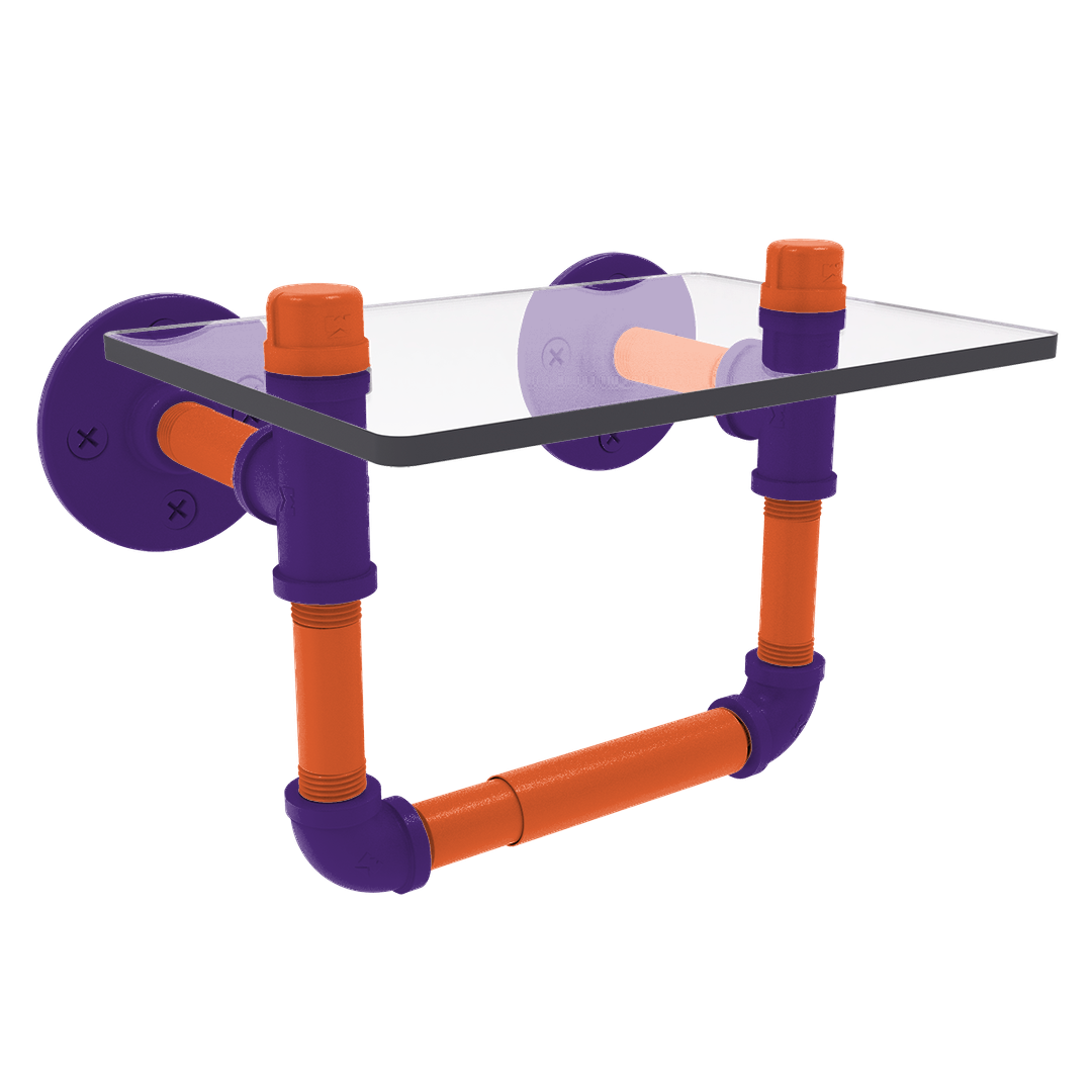 Collegiate Collection Toilet Tissue Holder with Glass Shelf Foothills Orange and Purple Edition