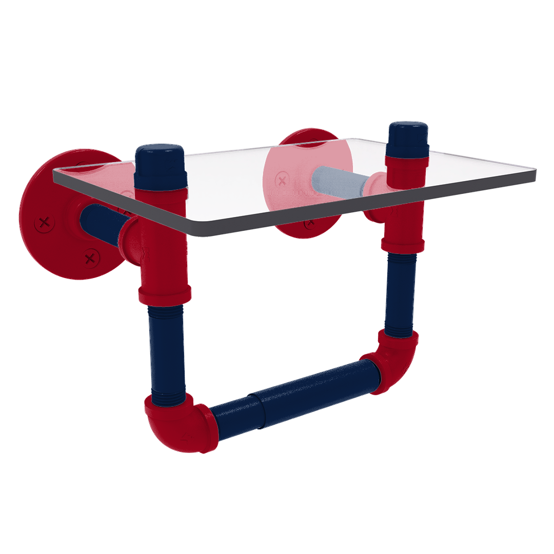 Collegiate Collection Toilet Tissue Holder with Glass Shelf Tucson Red and Blue Edition