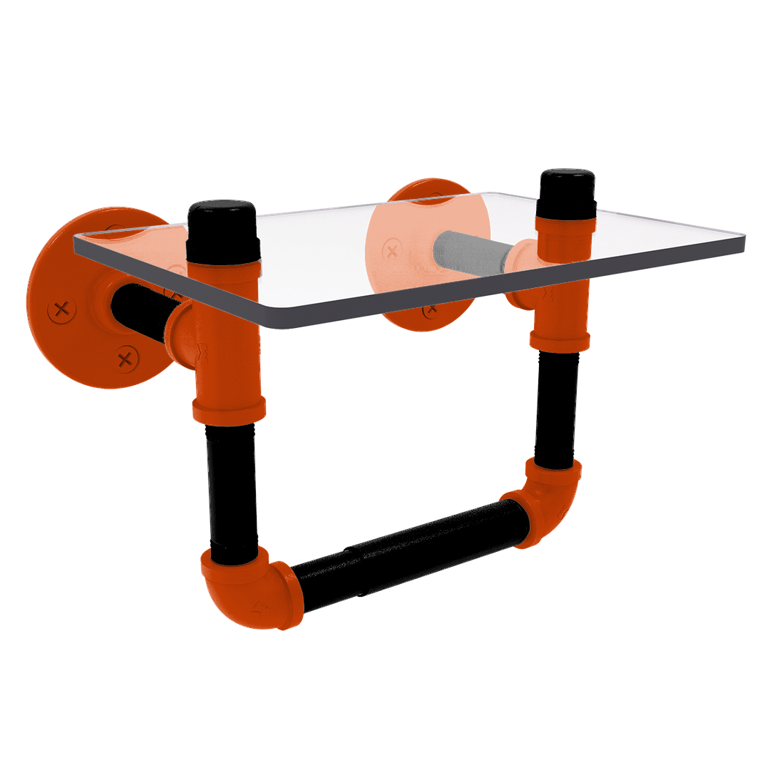 Collegiate Collection Toilet Tissue Holder with Glass Shelf Corvallis Orange and Black Edition