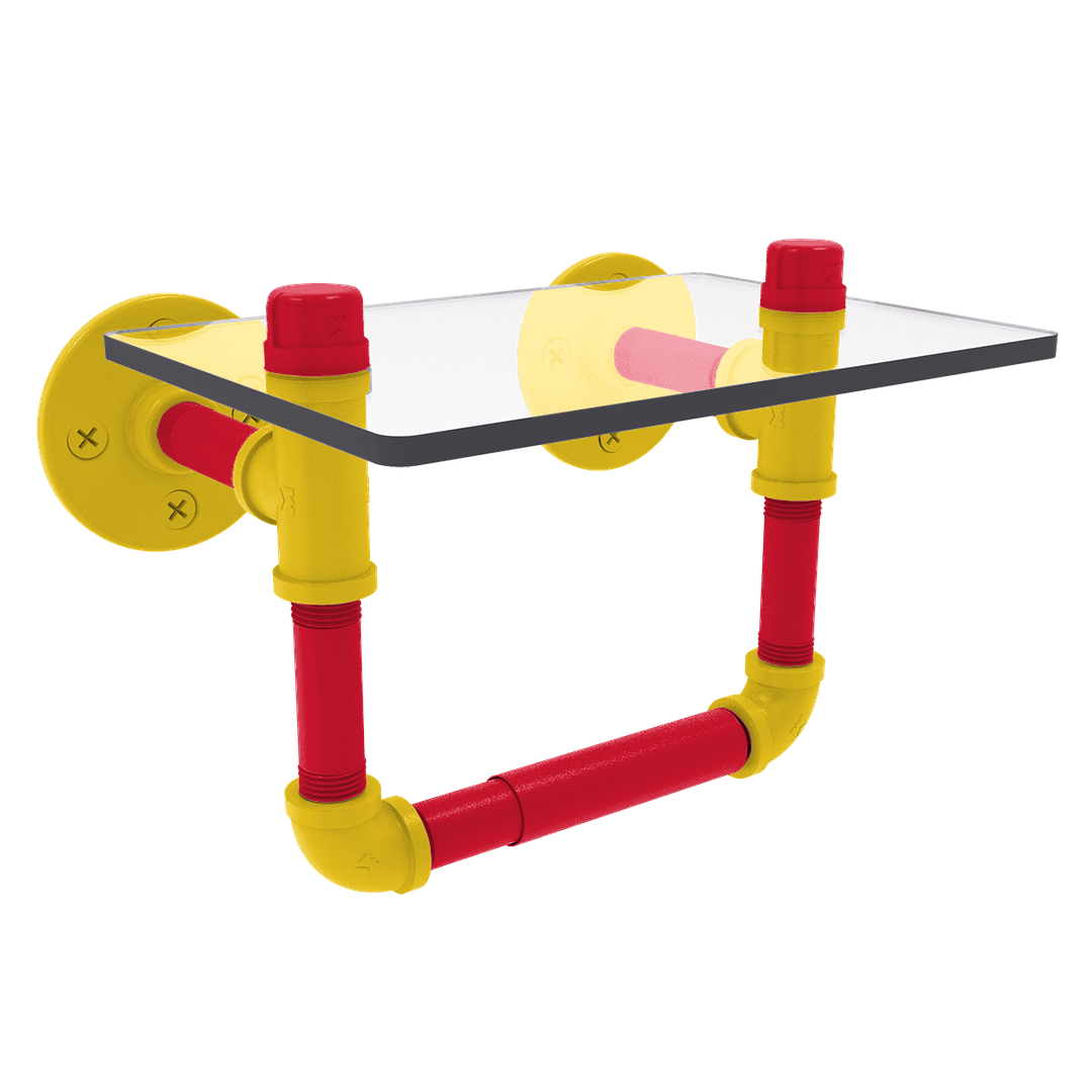 Collegiate Collection Toilet Tissue Holder with Glass Shelf Chesapeake Red Black and Gold Edition