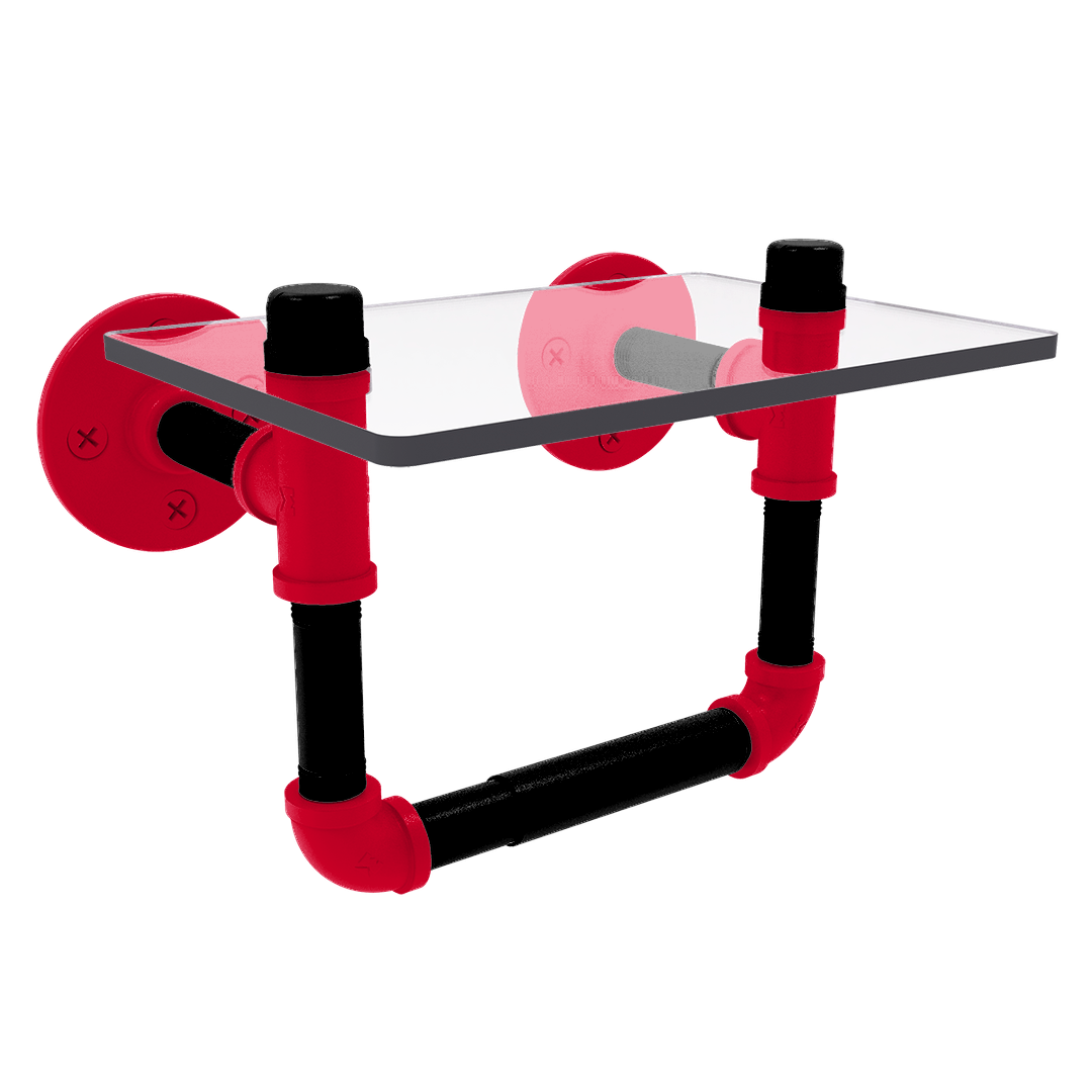 Collegiate Collection Toilet Tissue Holder with Glass Shelf Cincy Red and Black Edition