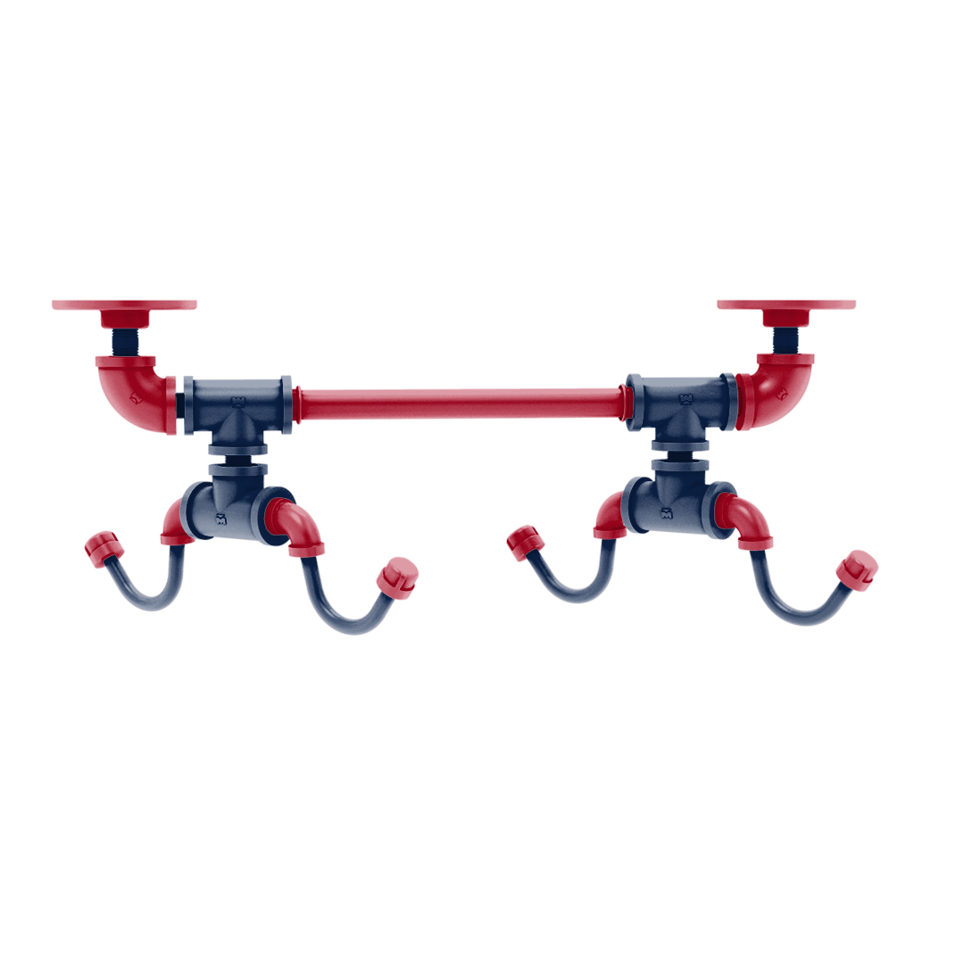 Collegiate Collection Under Cabinet 4 Coffee Mug Rack Hartford Tucson Red and Blue Edition