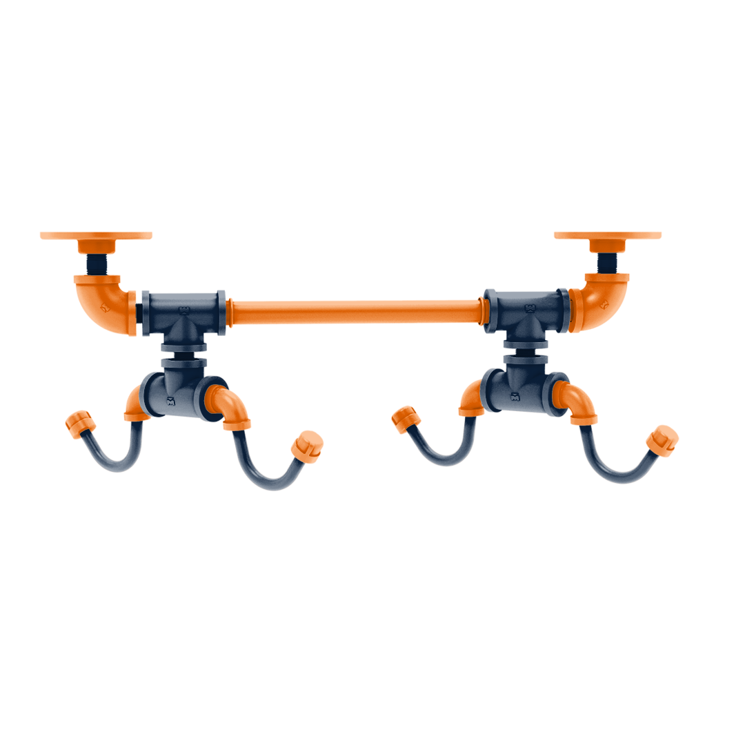 Collegiate Collection Under Cabinet 4 Coffee Mug Rack Hartford Upstate New York Orange and Navy Edition