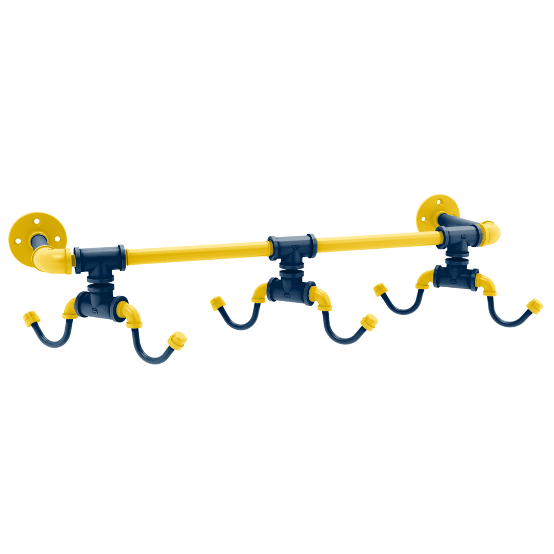 Collegiate Collection Wall Mounted 6 Coffee Mug Rack Great Lakes Maize and Blue Edition