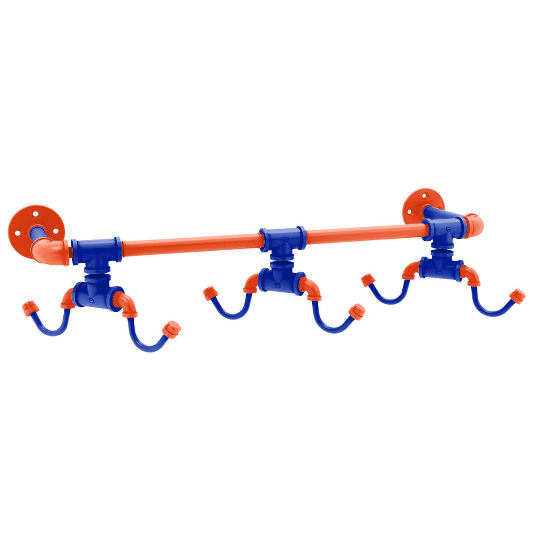 Collegiate Collection Wall Mounted 6 Coffee Mug Rack Swamp Blue and Orange Edition