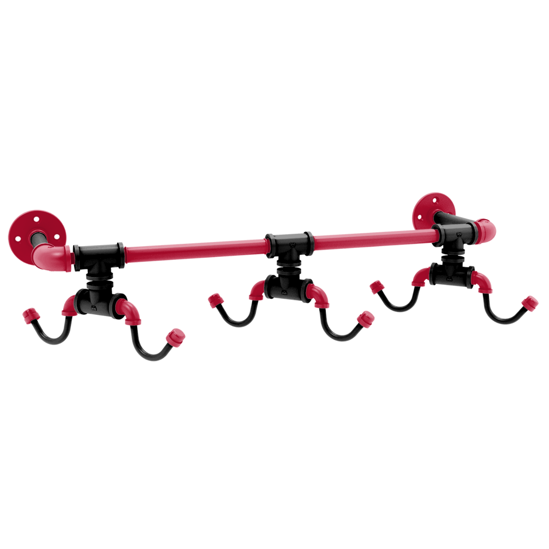 Collegiate Collection Wall Mounted 6 Coffee Mug Rack Athens Red and Black Edition