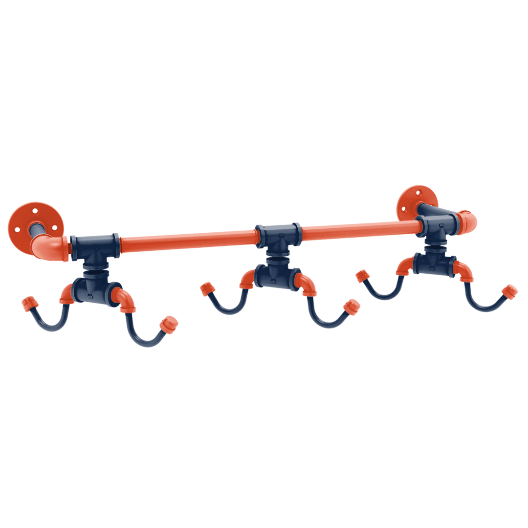 Collegiate Collection Wall Mounted 6 Coffee Mug Rack Champaign Orange and Blue Edition