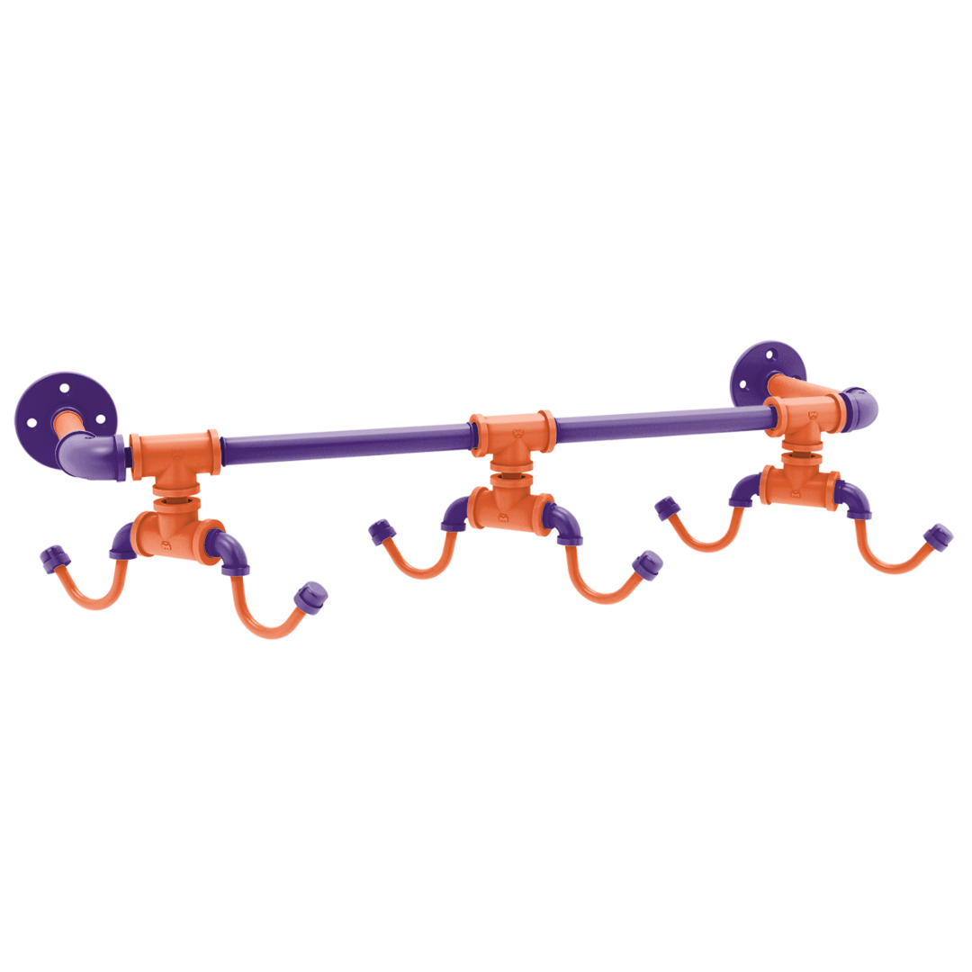 Collegiate Collection Wall Mounted 6 Coffee Mug Rack Foothills Orange and Purple Edition