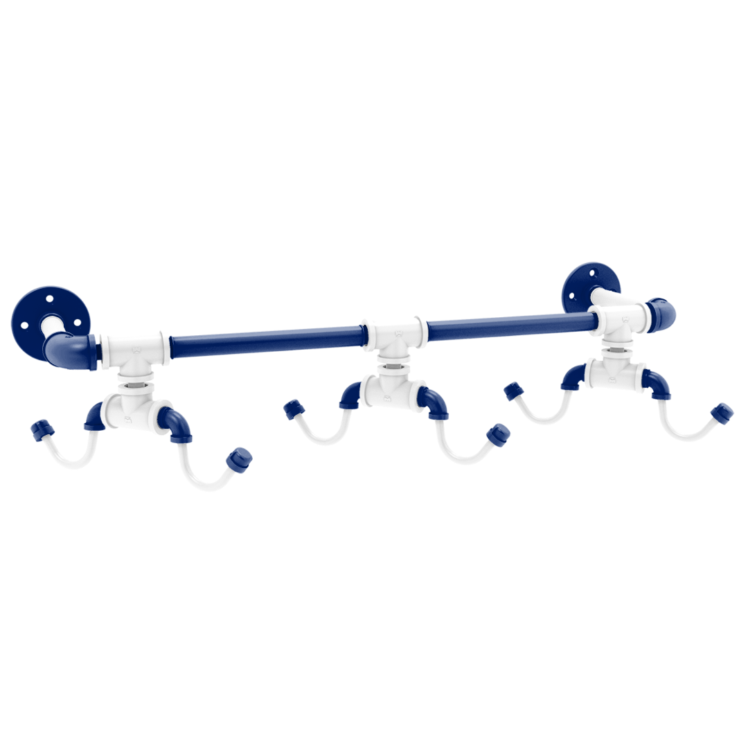 Collegiate Collection Wall Mounted 6 Coffee Mug Rack Durham Blue and White Edition