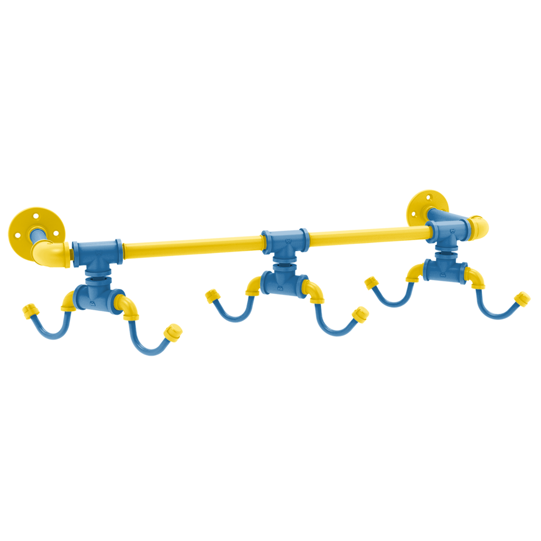 Collegiate Collection Wall Mounted 6 Coffee Mug Rack Westwood Blue and Gold Edition