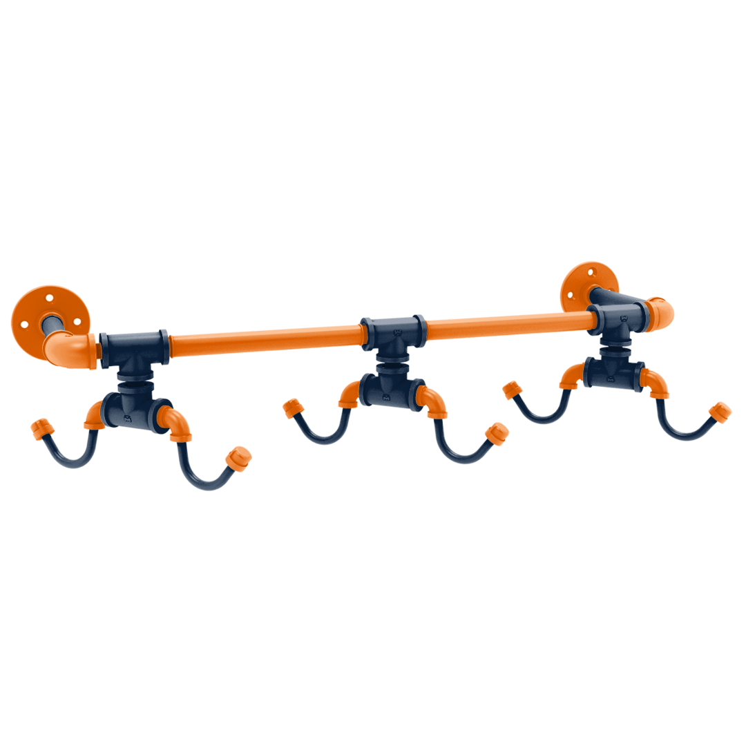 Collegiate Collection Wall Mounted 6 Coffee Mug Rack Upstate New York Orange and Navy Edition