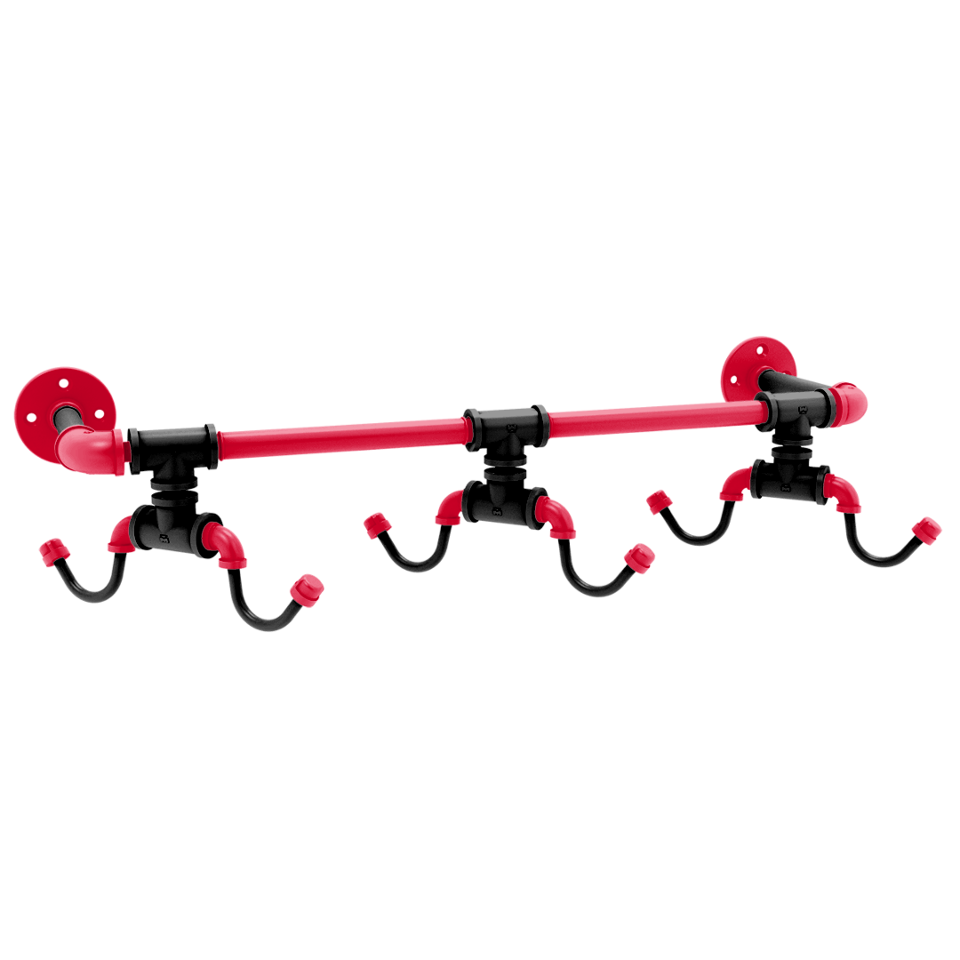 Collegiate Collection Wall Mounted 6 Coffee Mug Rack Cincy Red and Black Edition