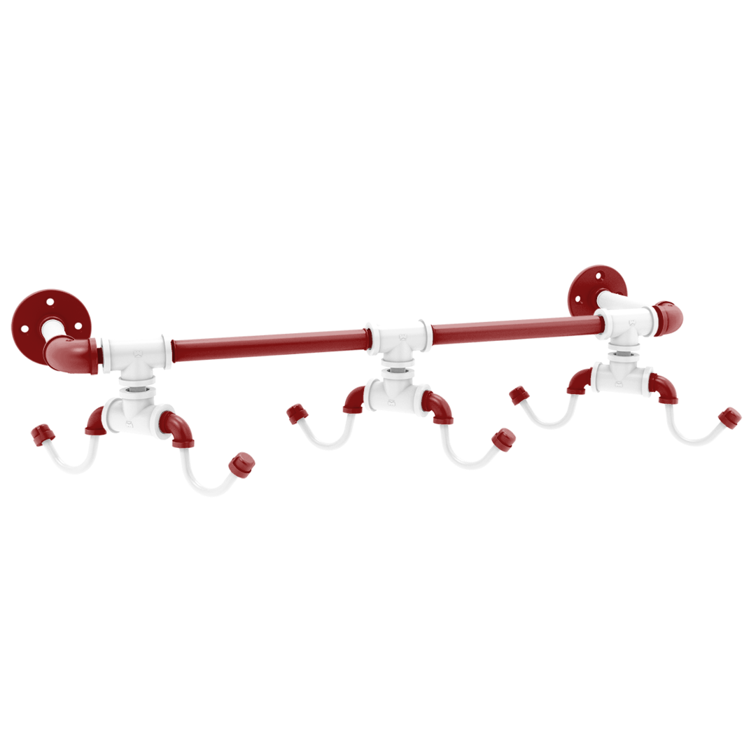 Collegiate Collection Wall Mounted 6 Coffee Mug Rack Silicon Valley Red and White Edition