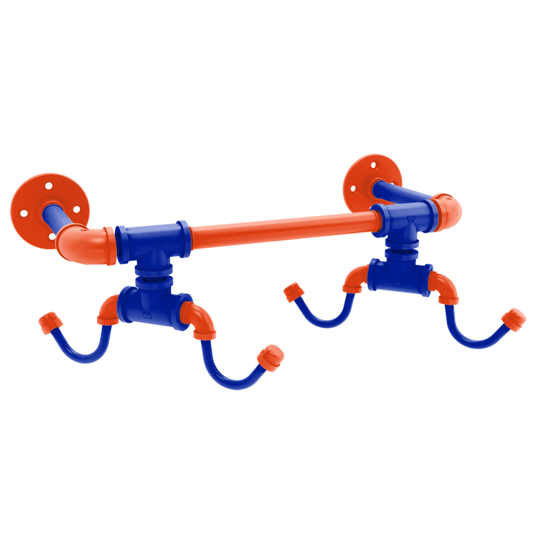 Collegiate Collection Wall Mounted 4 Coffee Mug Rack Swamp Blue and Orange Edition