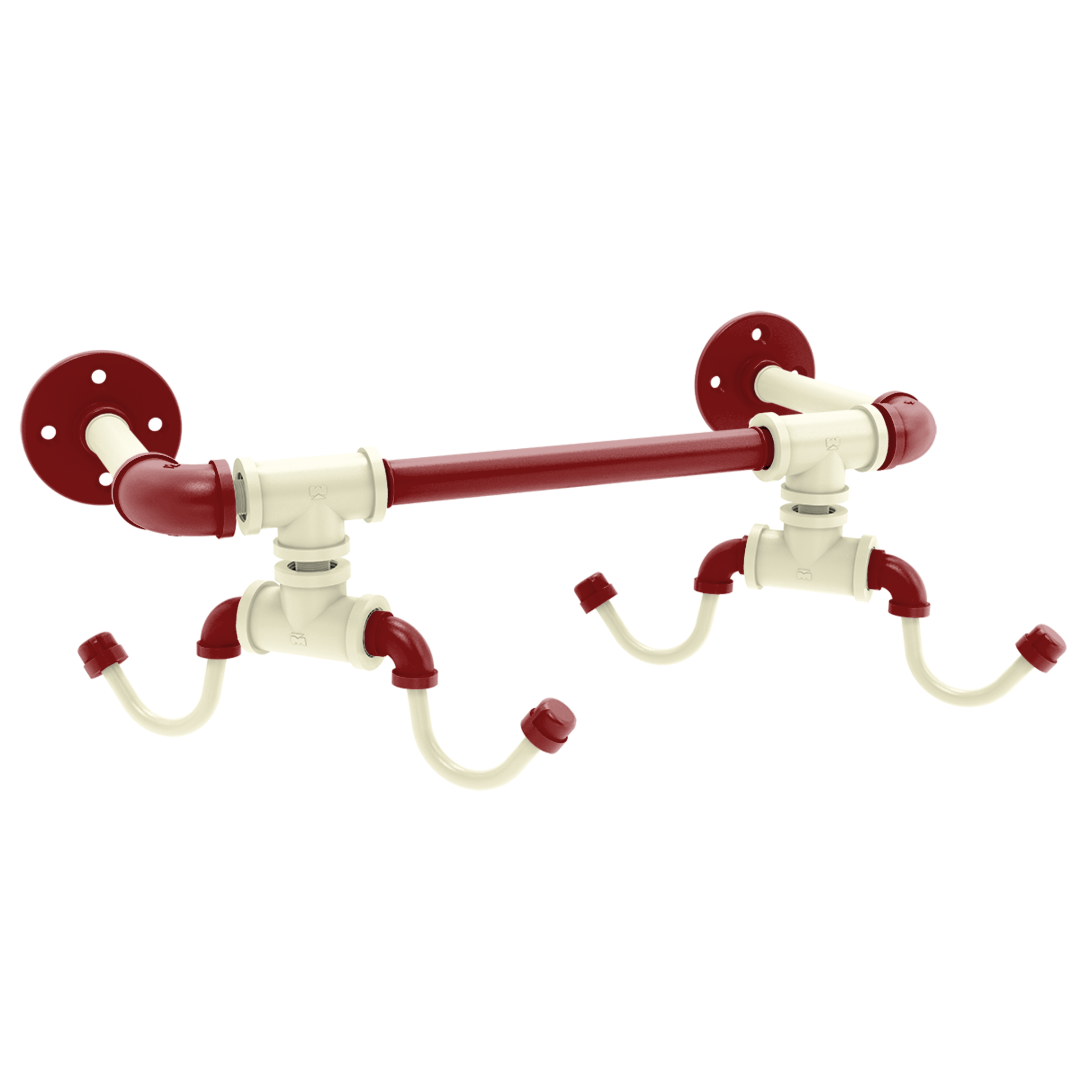 Collegiate Collection Wall Mounted 4 Coffee Mug Rack Norman Crimson and Cream Edition