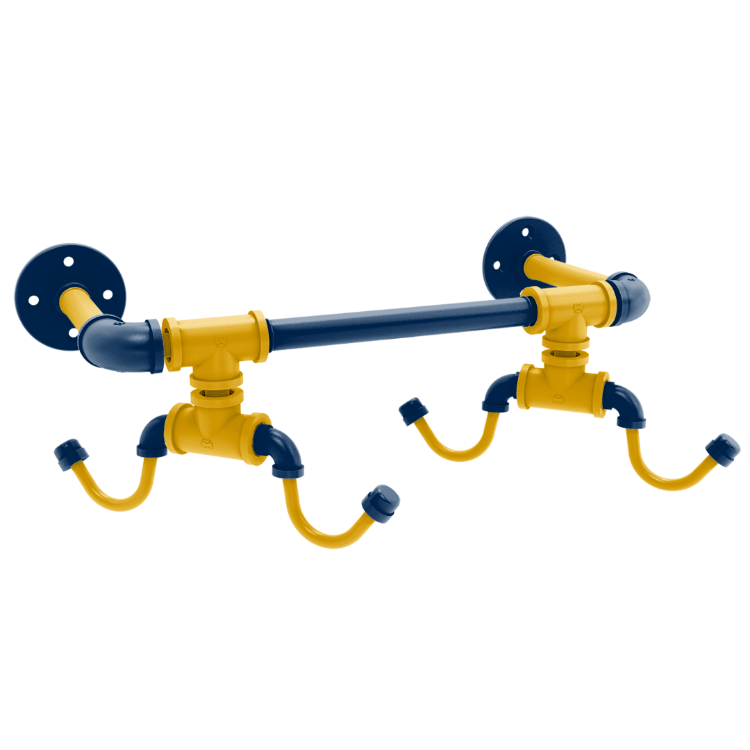 Collegiate Collection Wall Mounted 4 Coffee Mug Rack Mountaineer State Blue and Gold Edition