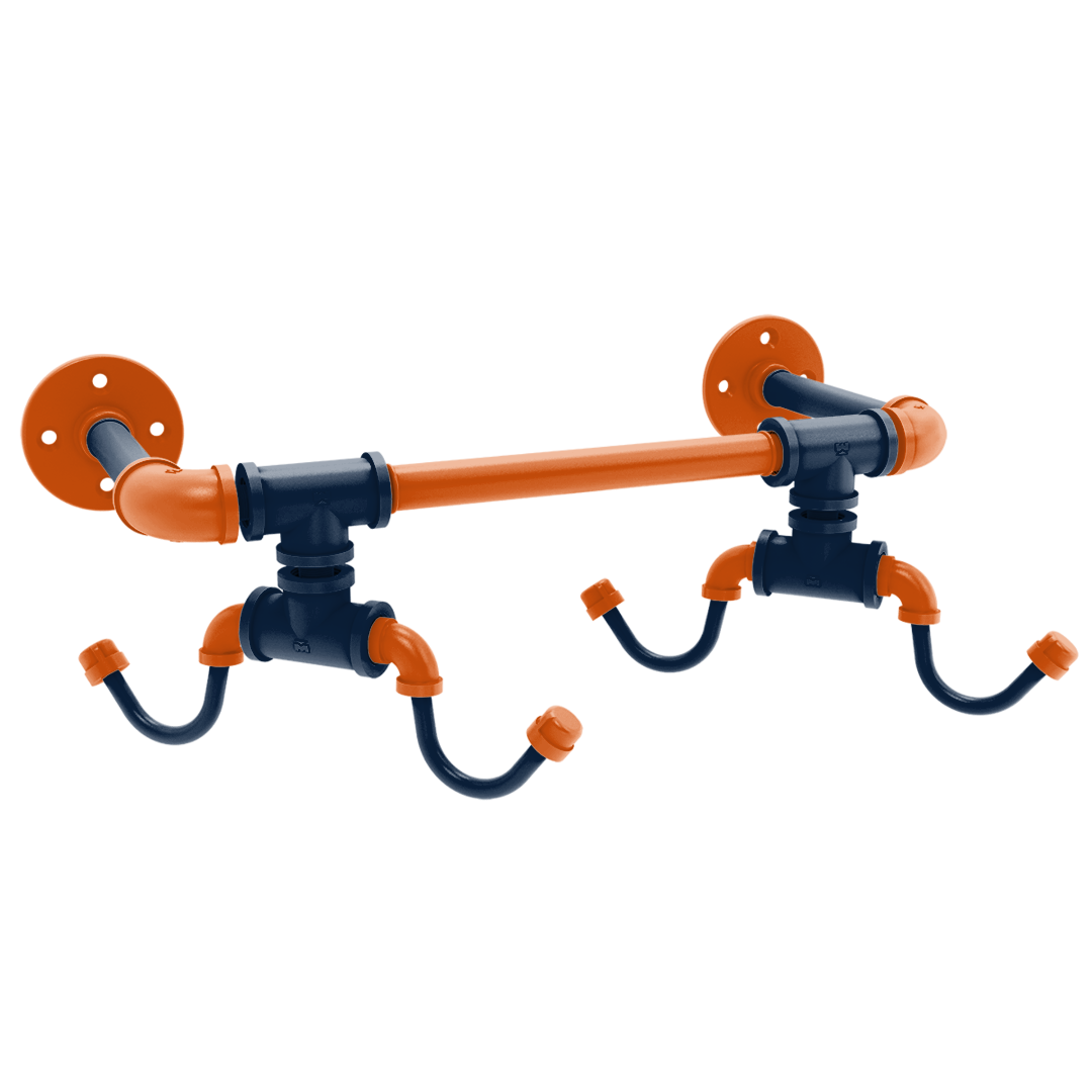 Collegiate Collection Wall Mounted 4 Coffee Mug Rack Plainsmen Blue and Orange Edition