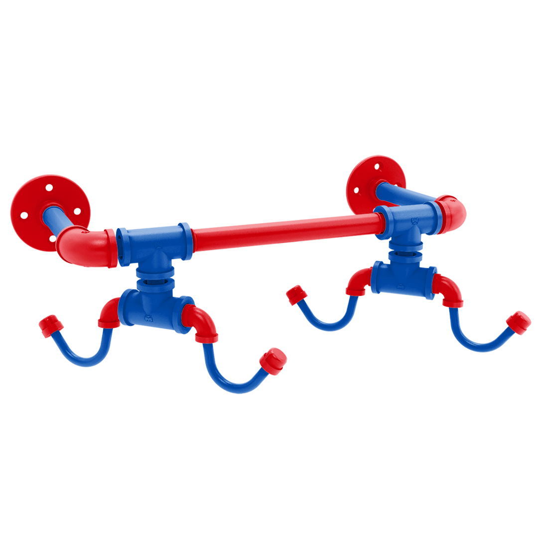 Collegiate Collection Wall Mounted 4 Coffee Mug Rack Lawrence Blue and Crimson Edition