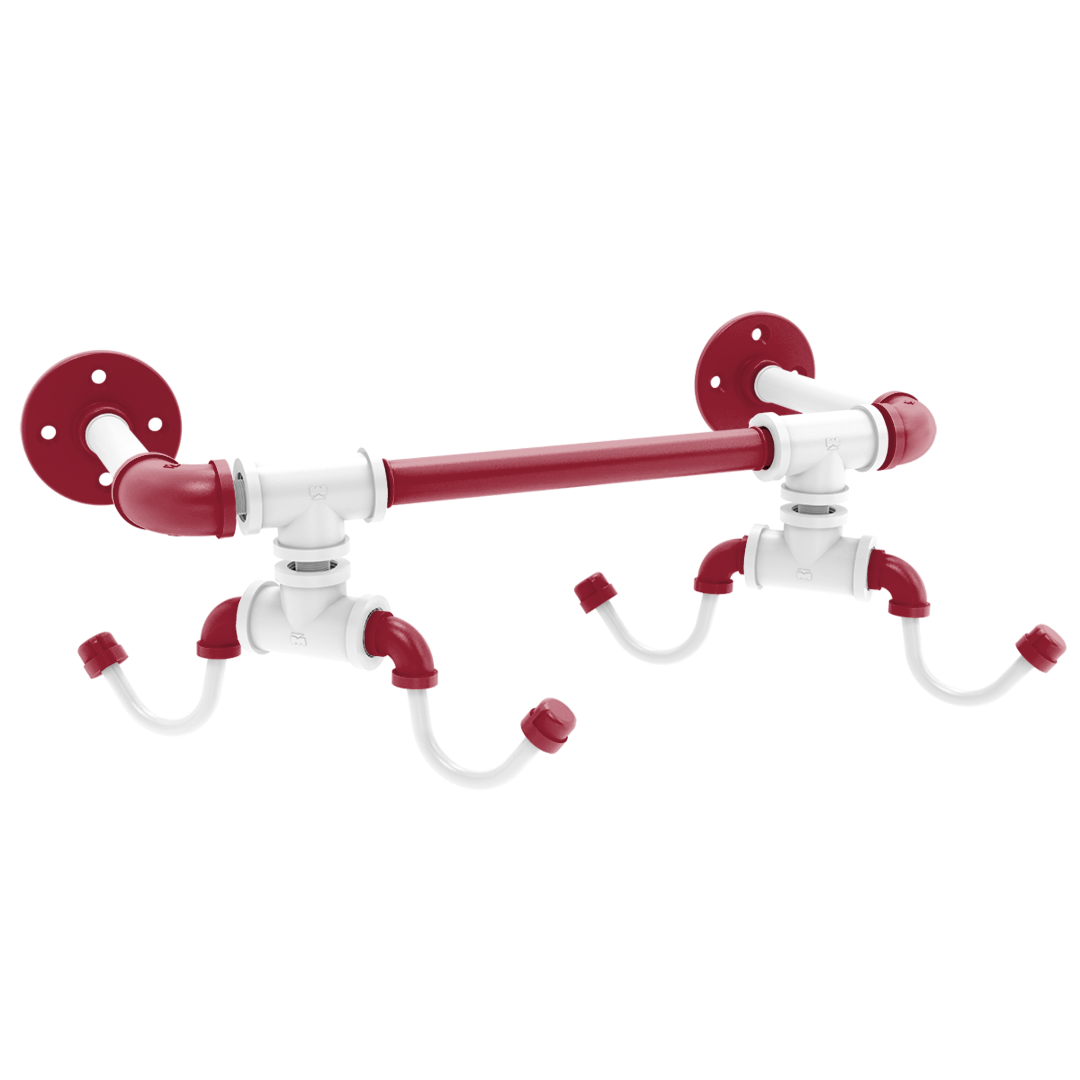 Collegiate Collection Wall Mounted 4 Coffee Mug Rack Fayetteville Red and White Edition